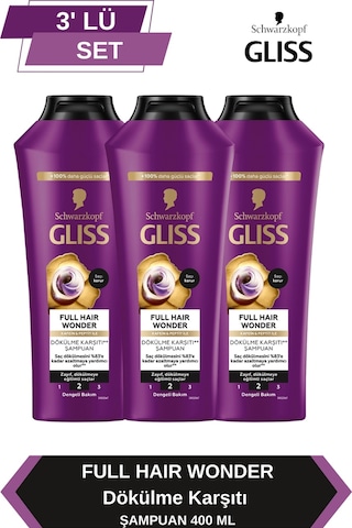 Full Hair Wonder Kafein & Peptit Saç Dökülme Karşıtı Şampuan 400 Ml Dökümeye Eğilimli Saçlarx3 Adet