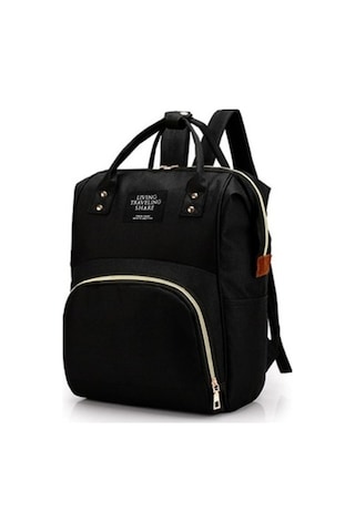 Mumya Çantası Büyük Kapasiteli Çok Fonksiyonlu Sırt Çantası Su Geçirmez Biberon Bezi Çantası Siyah Siyah