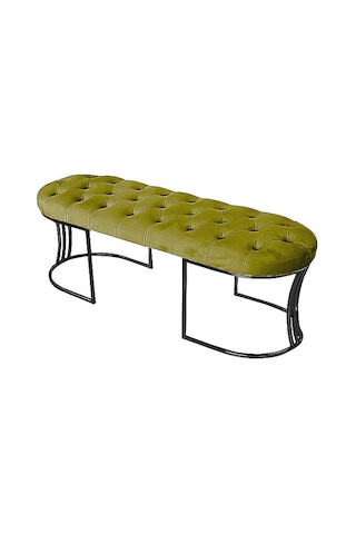 Viego Siyah Bench Puf Hardal