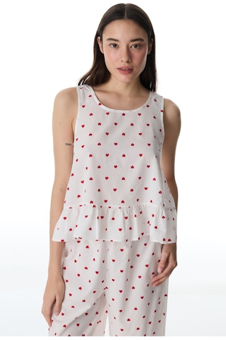 Penti Kırık Beyaz Red Hearts Atlet Pijama Üstü