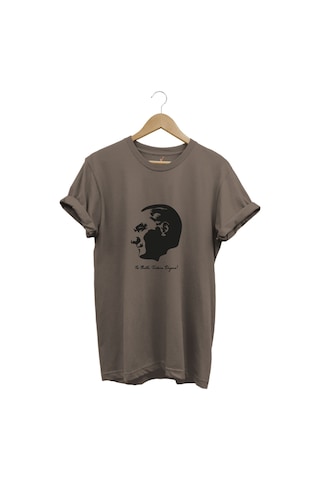29 Ekim Atatürk Ve Ne Mutlu Türküm Diyene Yazı Baskılı Regular Fit Bisiklet Yaka T-shirt Kahverengi