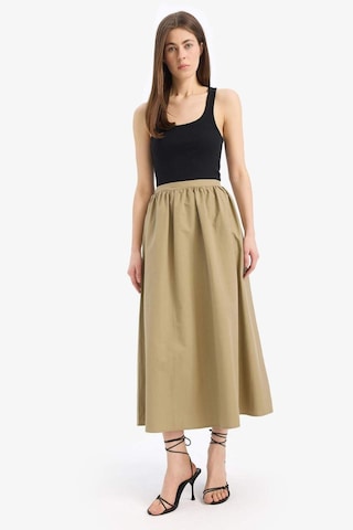 DeFacto A Kesim Normal Bel Yarım Astar Poplin Midi Etek E8700AX25SPKH482 Haki