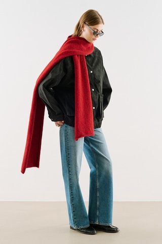 Manuka Deri Garni Yakalı Oversize Mont Siyah Aw26mnt00002-01