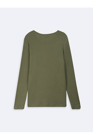 Ltb Uzun Kollu Fitilli Triko Yeşil Sweatshırt Çok Renkli 2XL