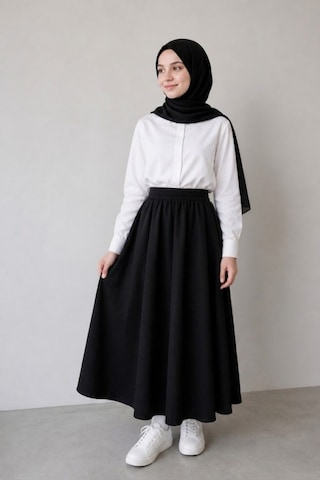 Angel&co. Girls Clothing Modest Uzun Kız Çocuk Mevsimlik Etek Siyah - 791131271 Siyah