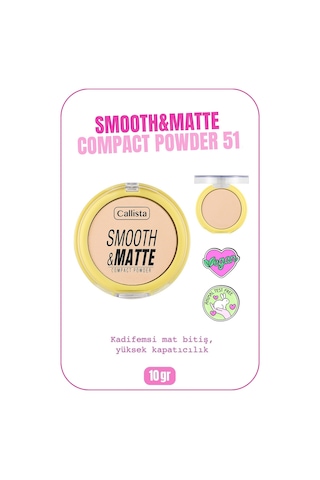 Callista Smooth & Matte Compact Powder Mat Bitişli Toz Pudra - 51 Soft Sand