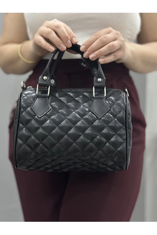 Biçomi Kapaksız Kapitone Siyah Cilt Çanta Siyah