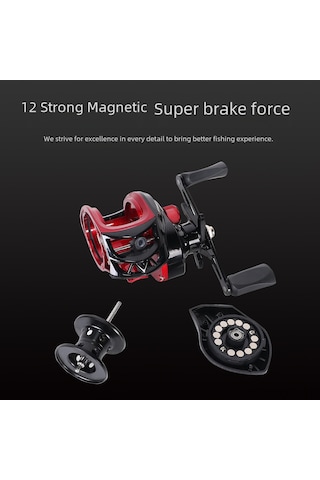 Kosona Metal Kabağı Siyah Tip 10 Güçlü Mıknatıs Sol El Olta Makinesi - Uzak Atışlı, Balık Tutma İçin Dayanıklı, Akıcı Ve Kolay Kullanım