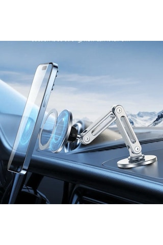 Metal Manyetik Araç İçi Telefonu Tutucu 360 Serbest Dönüş Magsafe Mıknatıslı Katlanabilir Telefon Tutucu