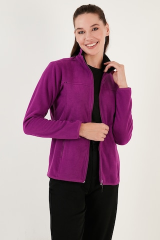Lela Slim Fit Anti-Pilling Tüylenme Yapmayan Fermuarlı Cepli Hırka Bayan Polar 5907002 Mor