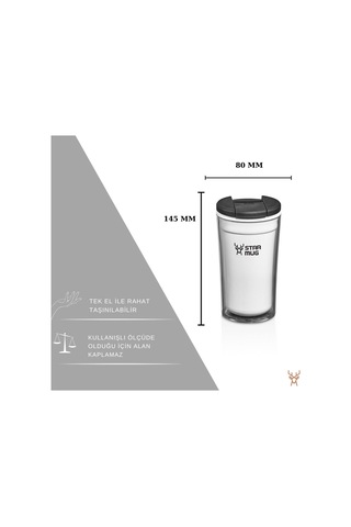 Star Termos Star Mug 250 Ml Opak Seri - Beyaz Piknik Kamp Outdoor Ofis Otel Kafe Okul Kampüs Beyaz