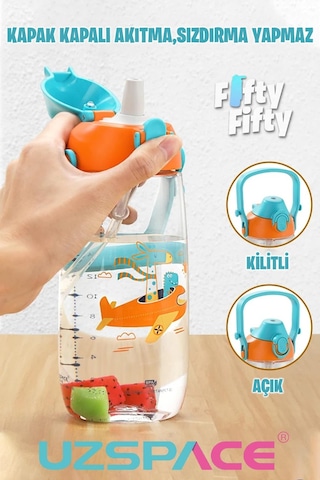 Uzspace Pipetli 500 Ml Boyun Askılı Tritan Çocuk Su Matarası -kutulu- Ffuz2201500 001
