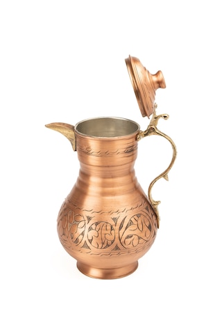 Dmt Gaziantep Bakır El İşlemeli Otantik Sürahi Yük:27 Cm 1,9 Litre Kapasite Ağız:9,3mm