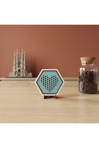 Estetik Kalp Desenli Modern Masaüstü Süsü Yaşam Alanlarınıza Sevgi Ve Huzur Katan Minimalist Dekoratif Bir Parça 10x10 Cm, Turkuaz
