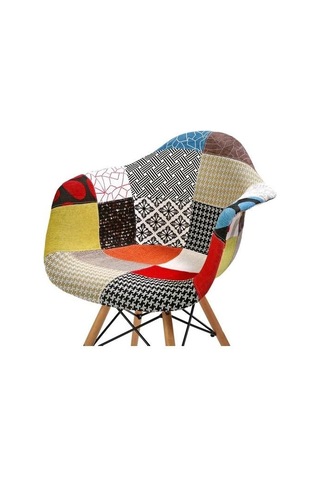 T.conept Patchwork Kolçaklı Renkli Sandalye Ahşap Ayaklı