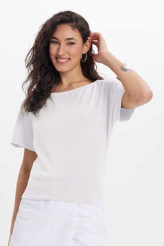 Tudors Kadın Slim Fit Dar Kesim Kısa Kollu Kayık Yaka Ekru Tişört-50567