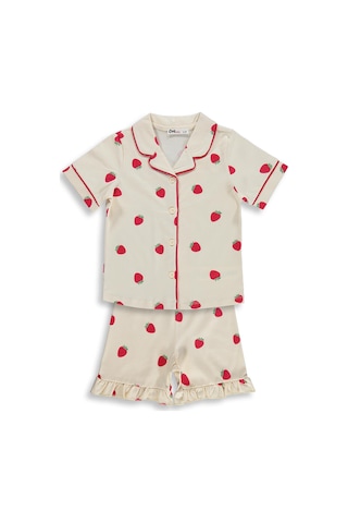 Civil Girls Çilek Desenli Şortlu 2-5 Yaş Pijama Takımı - Fil Dişi