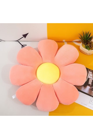 Aubyhe Nordik Tarz Pembe Papatya Güneş Çiçeği Desenli Tatami Yastık - Araba Ofis Sandalye Yorgunluk Alıcı Desteği 40cm 0.35kg Pembe