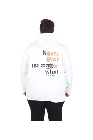 Moc Grande Mocgrande Büyük Beden Kapüşonlu Sweat Double Face Never 25706 Ekru Ekru