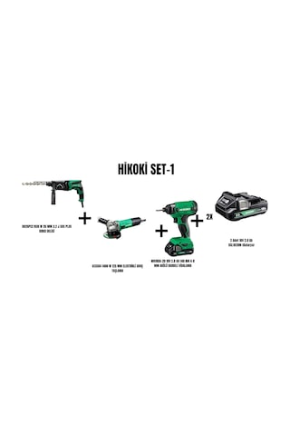 Hikoki Set-1 830W 26 MM 3.2J Sds Plus Kırıcı Delici + 1400W 125 MM Elektrikli Avuç Taşlama + 140 NM 4-8 MM Akülü Darbeli Vidalama