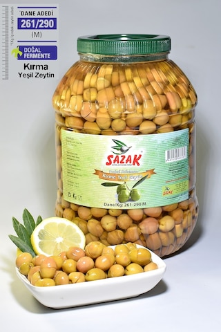 Sazak Yeşil Kırma Zeytin Mut Zeytini ( 261-290 M Kalibre) 5 L Pet Yeni