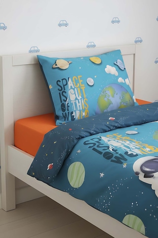 Little Astronot %100 Pamuklu Junior Tek Kişilik Nevresim Takımı Çok Renkli