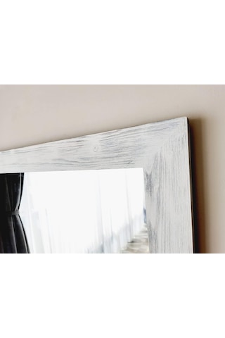 Dfn Wood Masif Ahşap Dikdörtgen Beyaz Dekoratif Duvar Salon Ofis Boy Aynası 130x60 Cm Çok Renkli