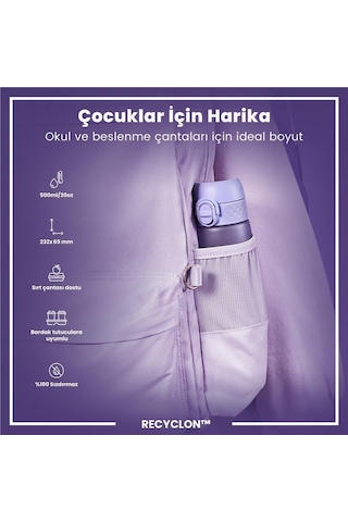 Ion8 - İnce Suluk - Açık Mor - 500 Ml - Sızdırmaz - Bpa İçermeyen
