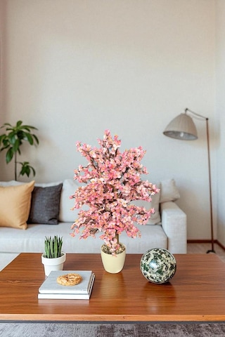 Yapay Çiçekçiniz Yoğun Yapraklı 60 Cm Yapay Sakura Bahar Dalı Ağacı pembe