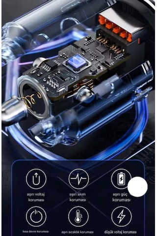 Toocki 60w Yaylı Şarj Kablolu 3 Girişli Type-c Ve Usb Hızlı