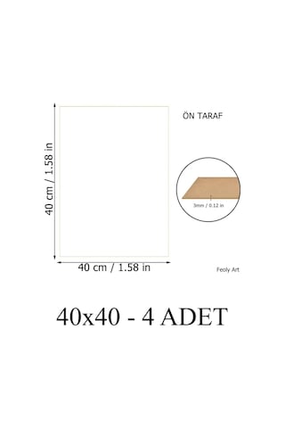 3 Mm 40x40 Mdf Plaka 4 Adet - Hobi, Maket, Ahşap El Sanatları İçin Uygun 4 Lü Paket