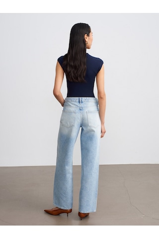 Dilvin 72321 %100 Pamuk Düşük Bel Straight Fit Jean-mavi