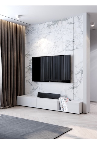 Valens Tv Ünitesi Tv Sehpası Alt Modülü Mat Beyaz Soft 240 Cm Md