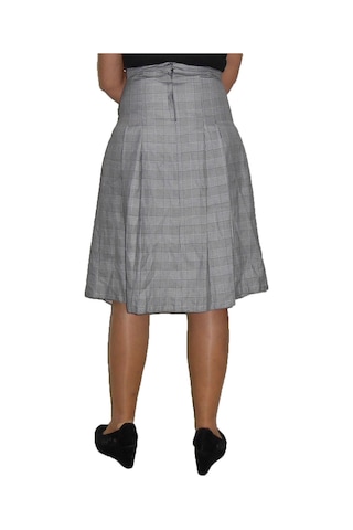 Gri Ekoseli Pileli Etek Art.2 Çok Renkli