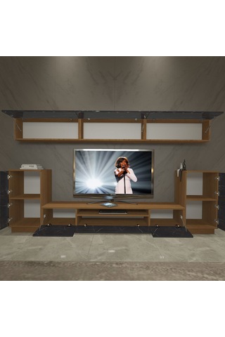 Decoraktiv Trendstyle 9s Slm Tv Ünitesi Tv Sehpası Ceviz - Siyah Mermer