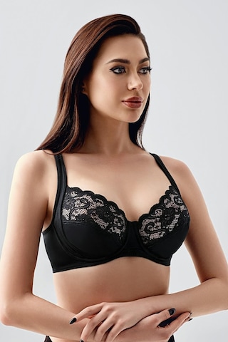 New Bra Kadın D Kap Dantelli Toparlayıcı Sütyen Siyah 6000 Siyah