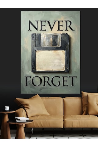 Never Forget Disket Ve Hafıza Dekoratif Kanvas - Mdf Ahşap Tablo