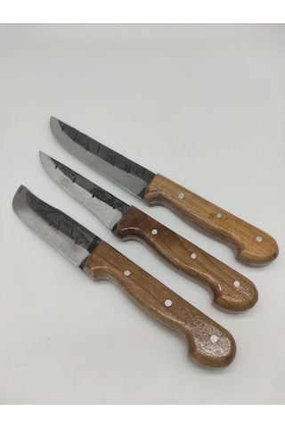 Yatağan El Yapımı Dövme Çelik 3'lü Bıçak Seti