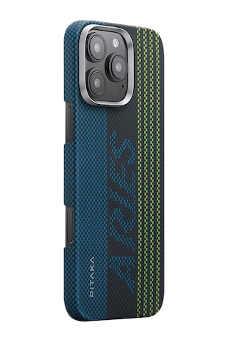 Apple Uyumlu iPhone 16 Pro Max Kılıf Magsafeli Lumintex Teknoloji Fosforlu Aramid Fiber Pitaka Aries Seri Credit