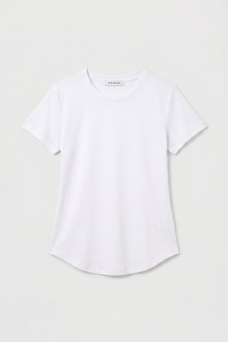 it's basic Kadın Beyaz S6-2 Bisiklet Yaka Organik Koton T-shirt