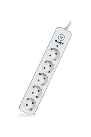 S-link Swapp SPGIP05 750J 5'li Akım Korumalı Priz 1.5 Metre Gold - Beyaz