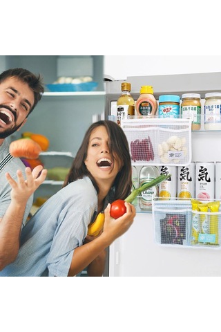 Yunboo Buzdolabı Kapısı Organizatörü 2'li Set - Pp Ve Mesh Malzeme İle Gıda Saklama, Konforlu Depolama Çözümü Mavi