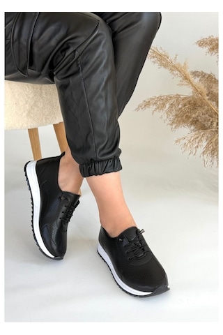 Bağcık Anahtarlı Topuk Dikeni Ortepedik Yazlık Kadın Ayakkabı Siyah