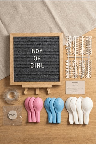 Gender Reveal Cinsiyet Partisi Süsleme Mini Set Kız Mı Erkek Mi Keçe Yazı Panosu Standlı Balon Zincirli Çocuk