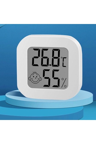 Skycity Beyaz Mini Dijital İç Mekan Sicaklık Ve Nem Ölçer -10 C/+70 C 10-99%rh Hassas Sensörlü Gülümse İkonlu Pil İle