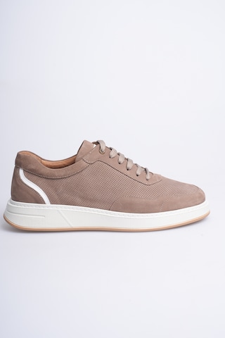 Fame Step Hakiki Deri Erkek Sneaker Ayakkabı Delikli Nefes Alan Günlük Rahat Spor Ayakkabı Lucca Bej