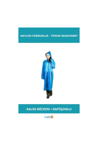 Su Geçirmez Mavi Kalın Naylon Yağmurluk Çok Renkli