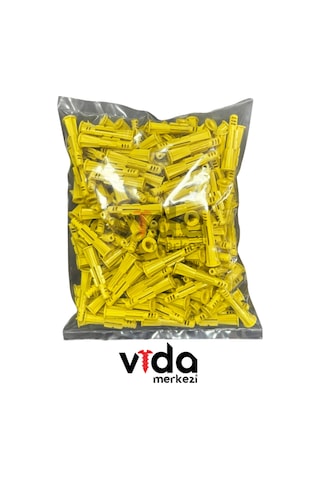 8mm Plastik Dişli Sarı Roket Dübel 100 Adet 1