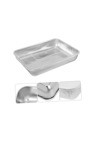 Çok Amaçlı Paslanmaz Çelik Fırın Ve Saklama Kabı 25 X 20 X 5 Cm Evimdeyokyok Çok Renkli