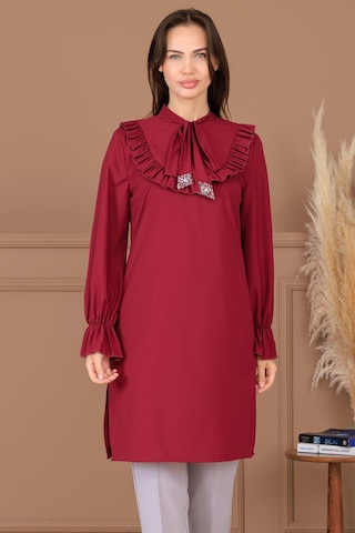 Asel Tunik Pantolon İkili Tesettür Takım Bordo Bordo